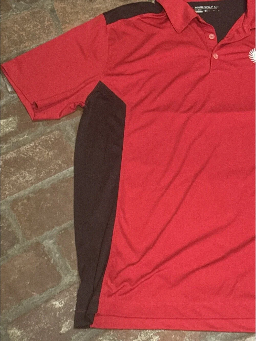 Nike Golf Dri-FIT Polo Shirt Mens XL Red Black Eagle Ribbon Crest